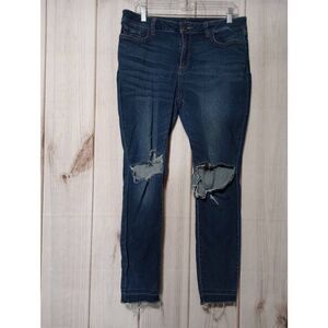 A.n.a Jeans Ladies 14 Jeggings‎ Distressed Ripped Knee Raw Hem